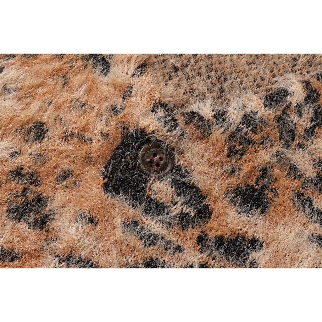 WILD LEOPARD PATTERN SHAGGY CARDIGAN MENS