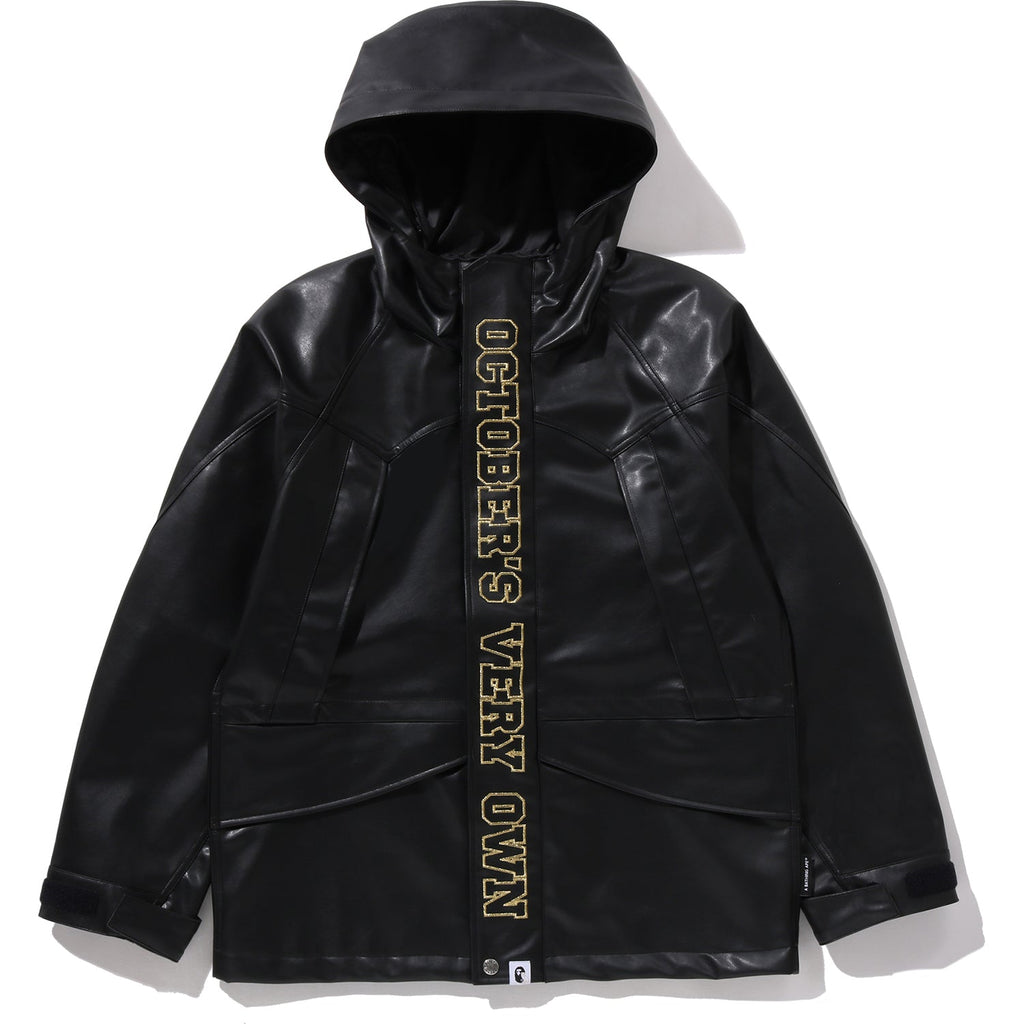 BAPE X OVO SYNTHETIC WASHABLE LEATHER SNOWBOARD JACKET MENS