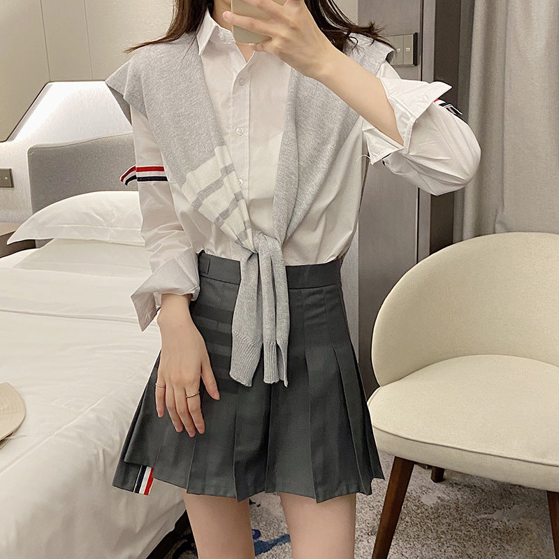 Thom Browne Small knitted knotted thin shawl