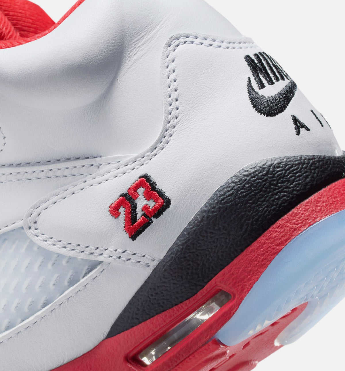 Air Jordan 5 Retro Fire Red Grade School Lifestyle Shoes - White/Fire Red/Black