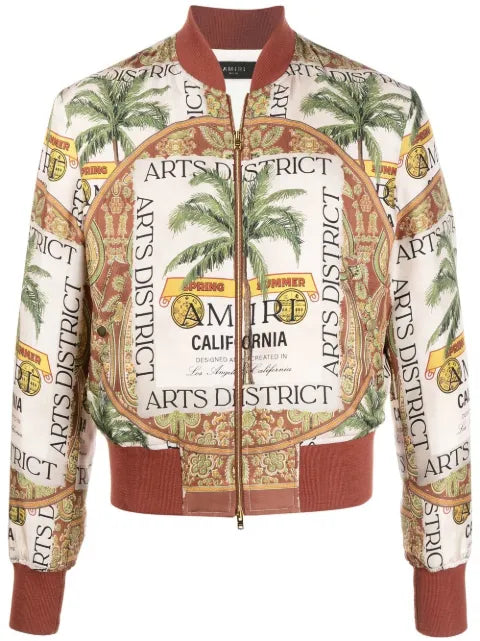 AMIRI graphic-print silk bomber jacket