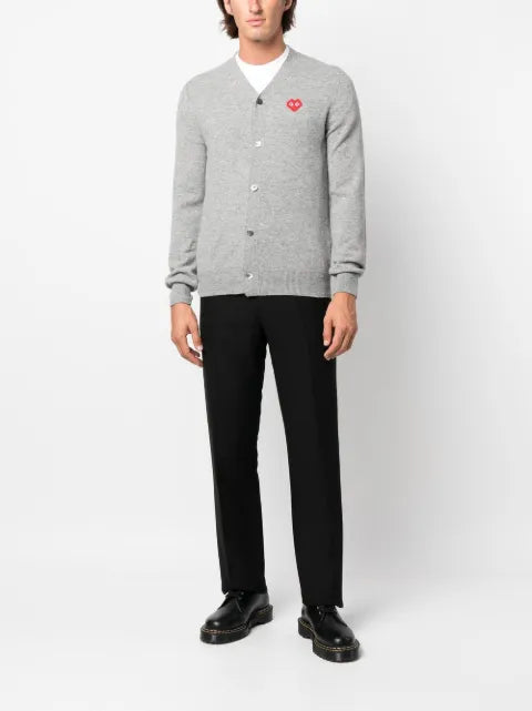 Comme Des Garçons Play logo-patch fine-knit cardigan