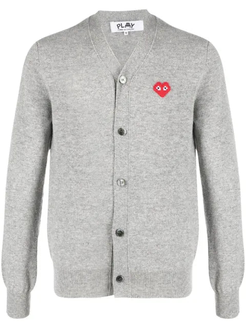 Comme Des Garçons Play logo-patch fine-knit cardigan