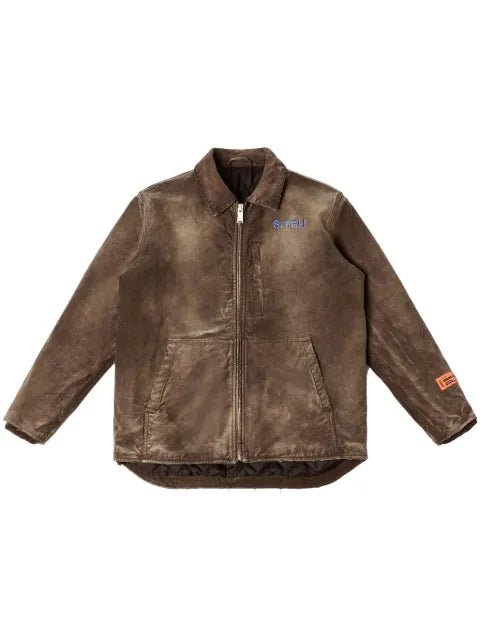 Heron Preston logo-patch cotton jacket