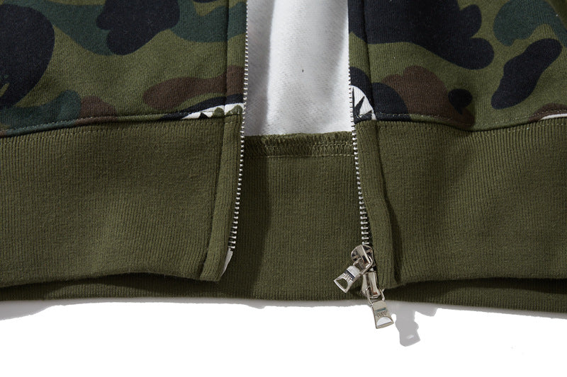 BAPE 1st Camo Shark Zip Hoodie - Green & Yellow
