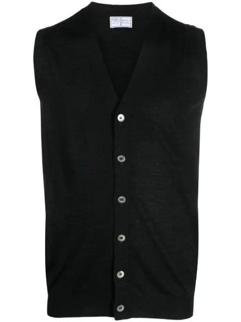 Fedeli V-neck sleeveless virgin-wool cardigan