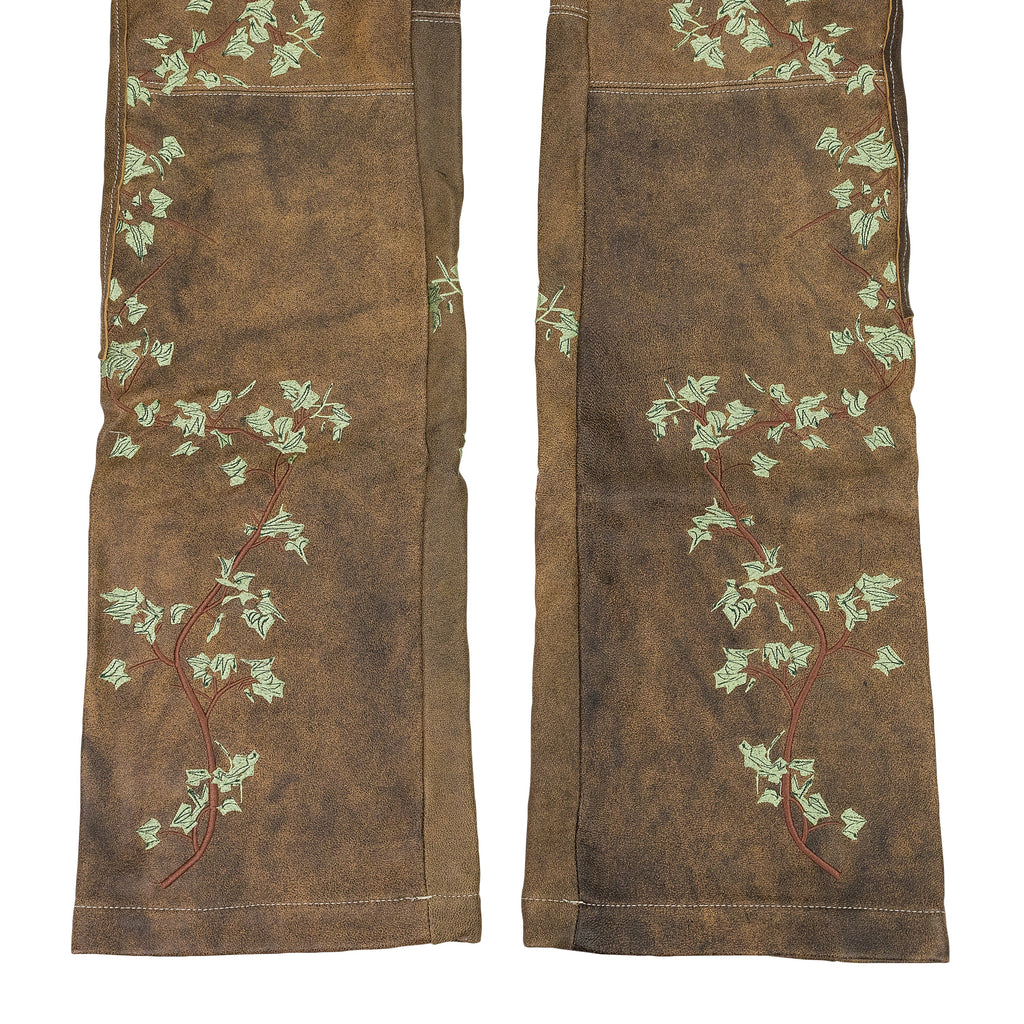 BROWN GARDEN GLASS PATCHED PANTS