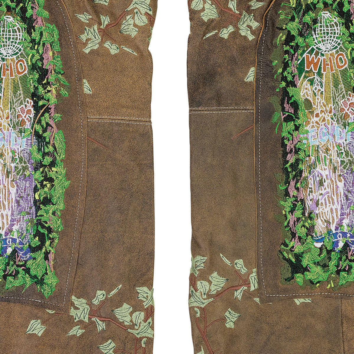 BROWN GARDEN GLASS PATCHED PANTS