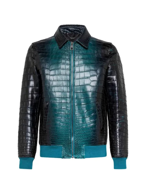 Billionaire shirt-collar crocodile bomber jacket
