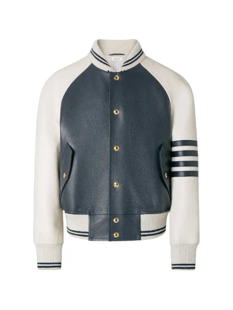 Thom Browne leather 4-Bar oversized blouson jacket