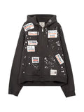 Maison MIHARA YASUHIRO embellished sticker zip-up hoodie
