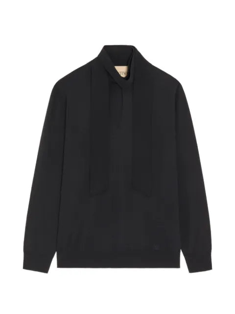 Valentino Garavani wool sweater with scarf collar and VLogo embroidery