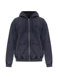 Diesel zip-up hoodie in treated cotton fleece
