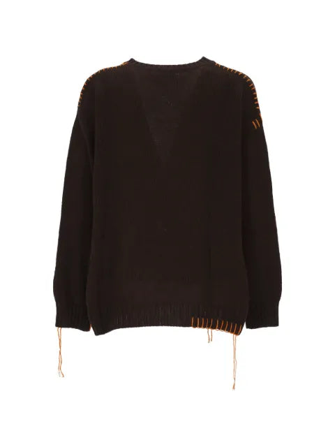AMISH whipstitch-trim patch-pocket sweater