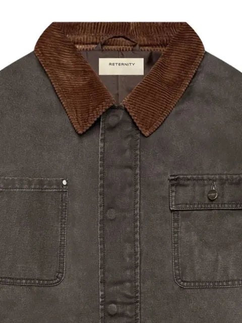 RETERNITY Waxed Hunting corduroy-collar jacket
