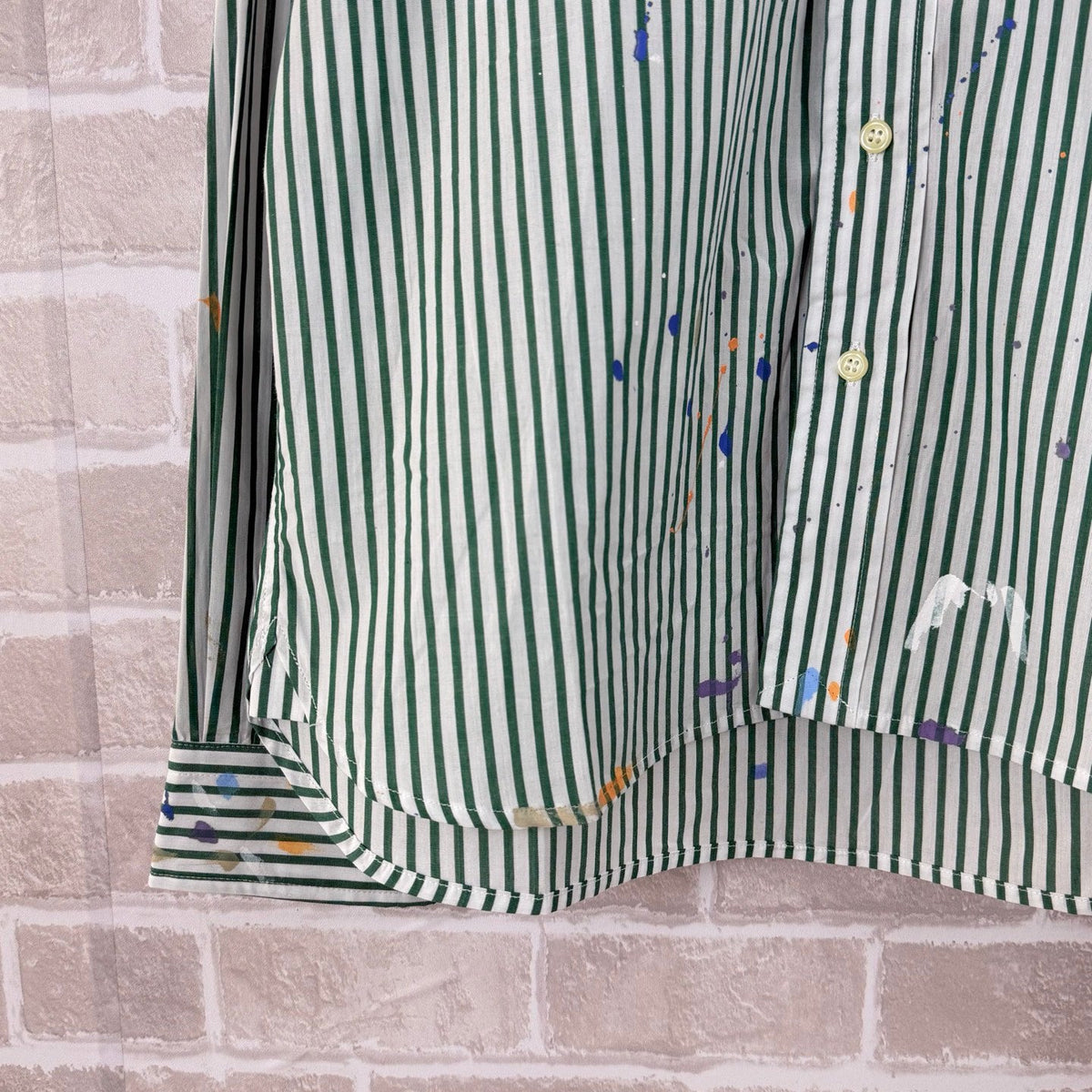 Ralph Lauren Men's Paint‑Splatter Striped Long‑Sleeve Button‑Down Shirt