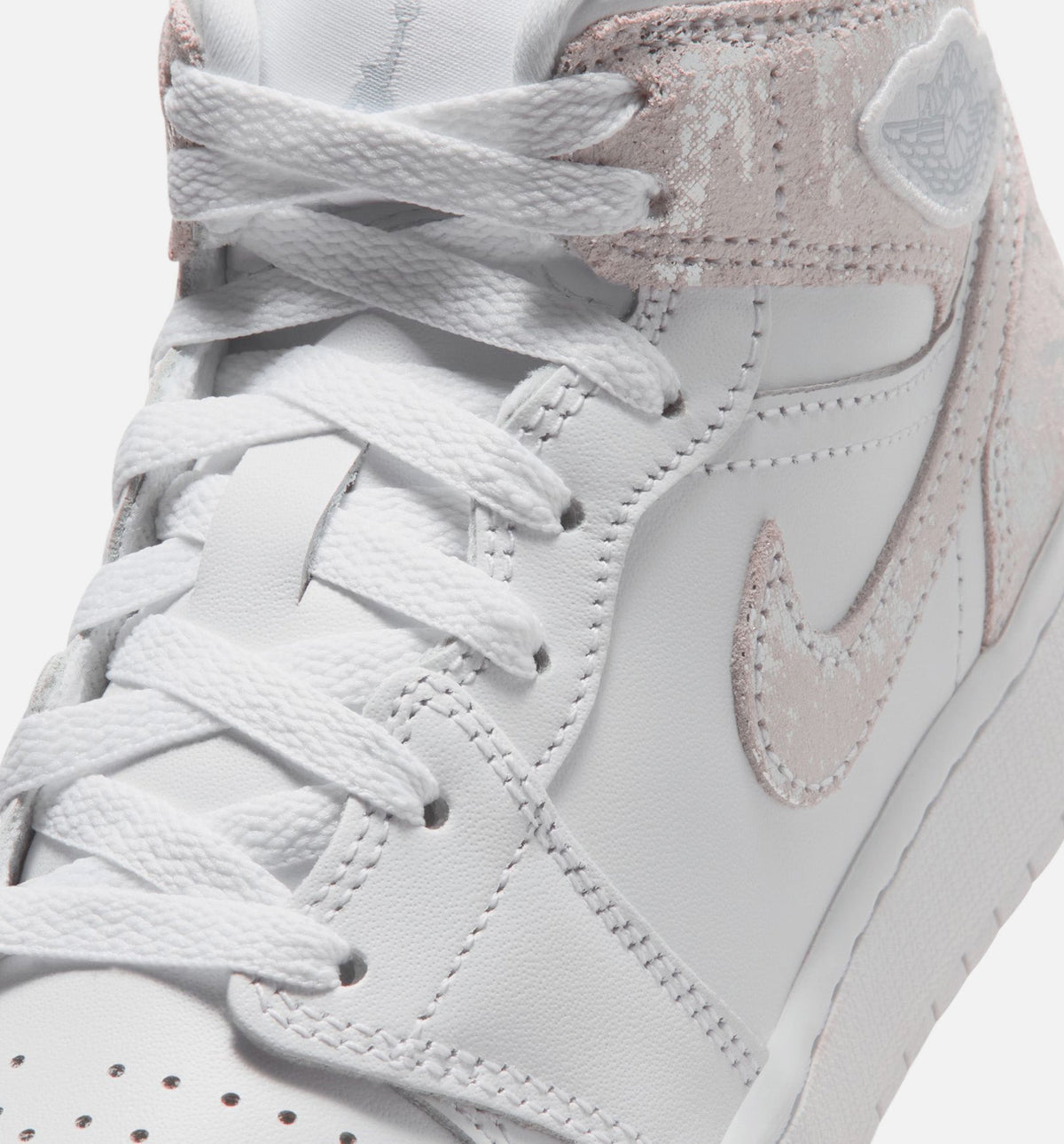 Air Jordan 1 Mid SE Grade School Lifestyle Shoes - White Field Silver