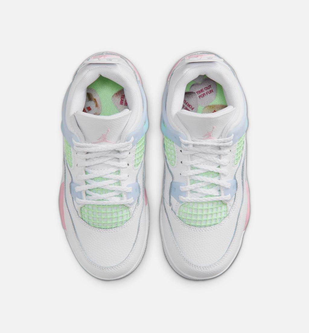 Air Jordan 4 Retro Medium Soft Pink Preschool Girls' Sneakers - White/Medium Soft Pink/Half Blue