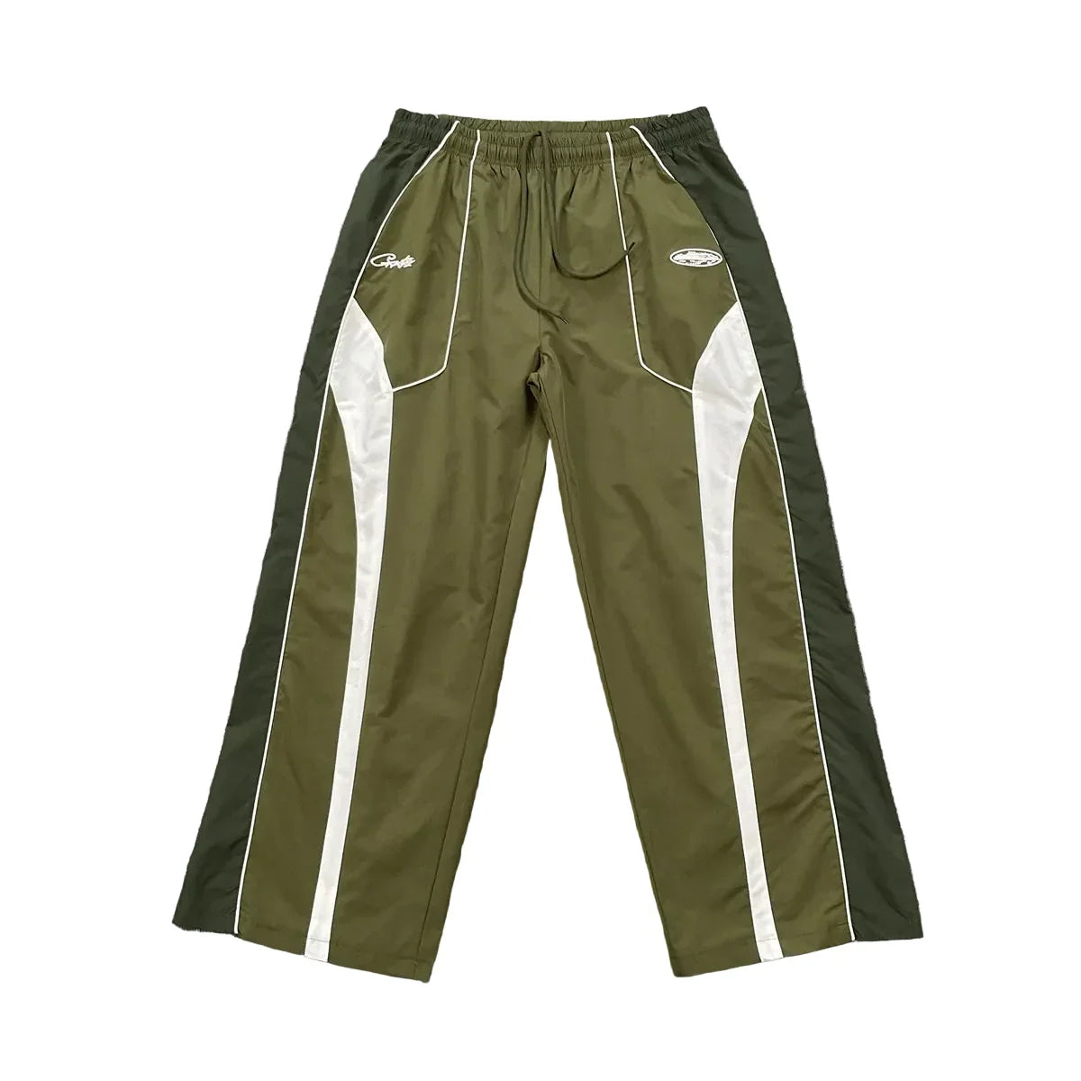 Corteiz Devil's Island Spliced Contrast Casual Pants – Green