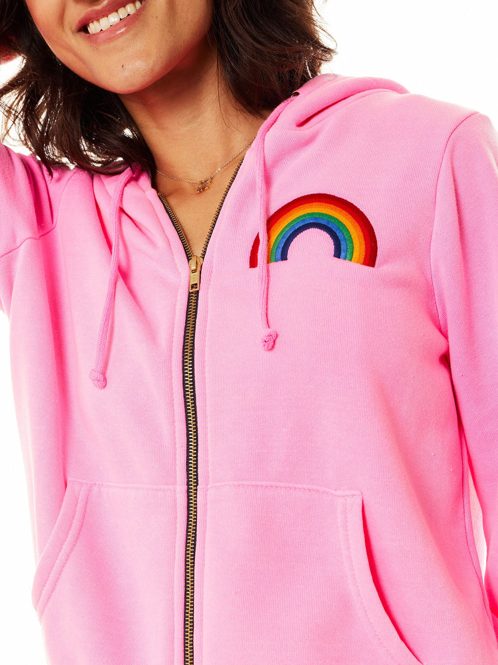 RAINBOW EMBROIDERY ZIP HOODIE