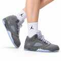 Air Jordan 5 Retro Wolf Grey Metallic Silver Sneakers
