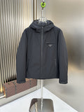 Prada Dark Grey Hooded Puffer Jacket