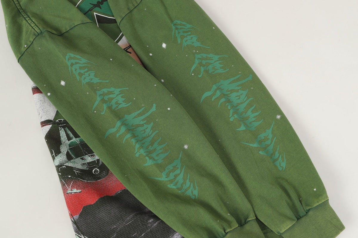 Godspeed Washed Olive Aircraft Graphic Long-Sleeve T-Shirt