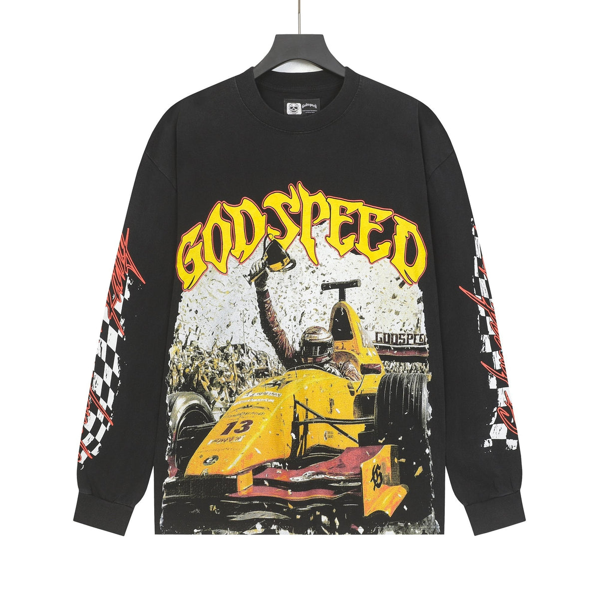 Godspeed Washed Black Racing Graphic Long-Sleeve T-Shirt