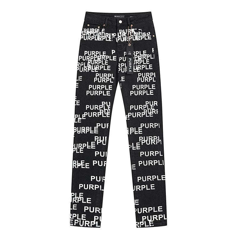 Purple Brand All-Over Wordmark Slim Tapered Jeans