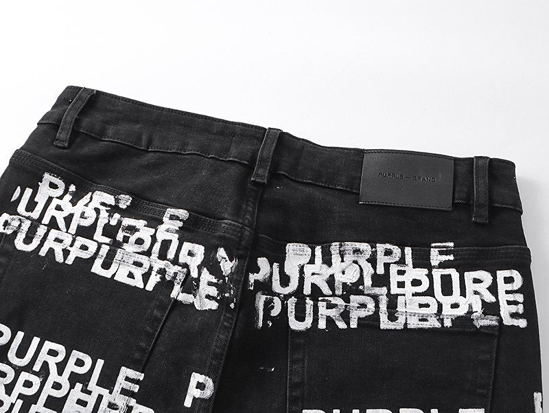 Purple Brand All-Over Wordmark Slim Tapered Jeans