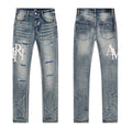 AMIRI Light Blue Distressed Appliqué Jeans
