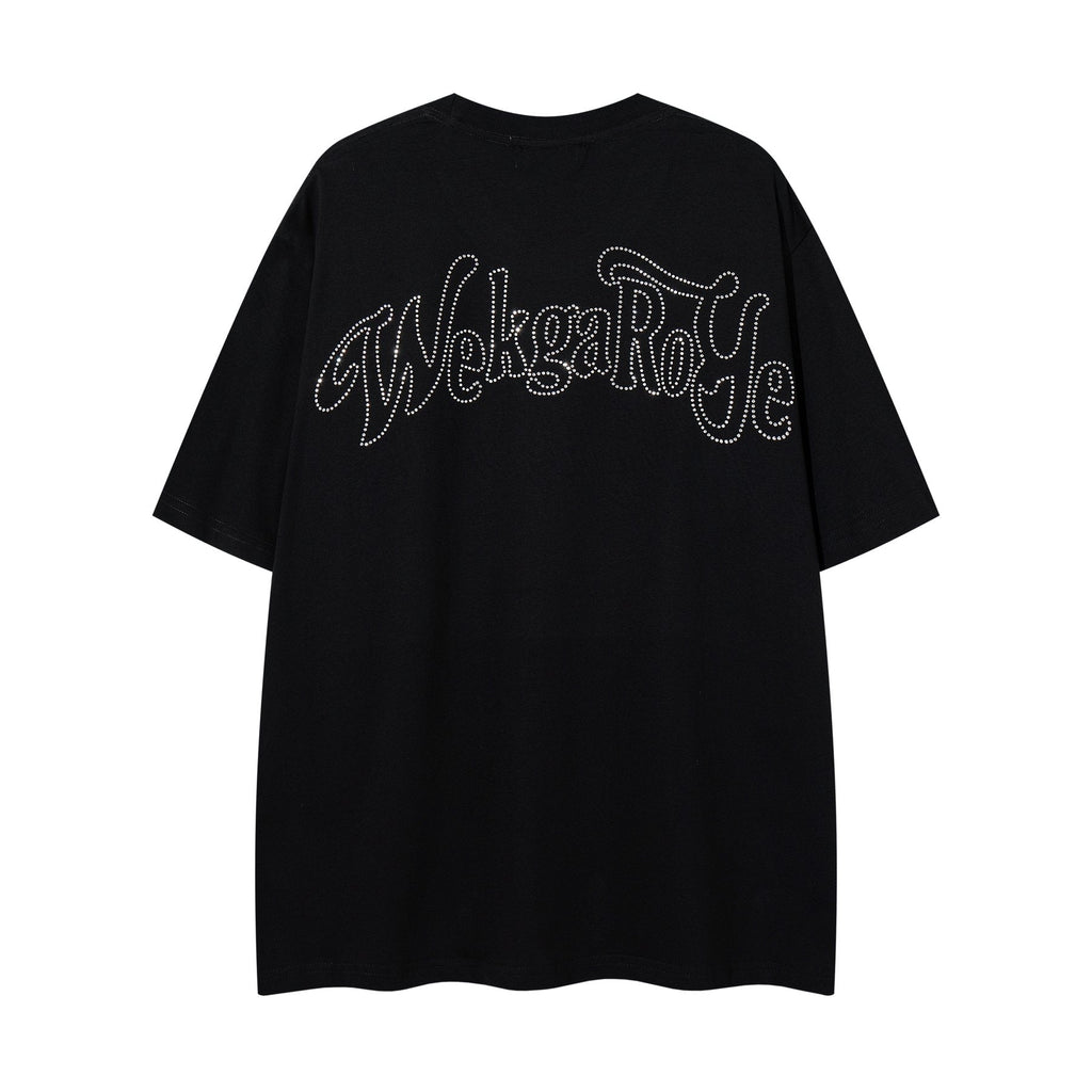 MAJESTIK Rhinestone Distressed Graphic T-Shirt