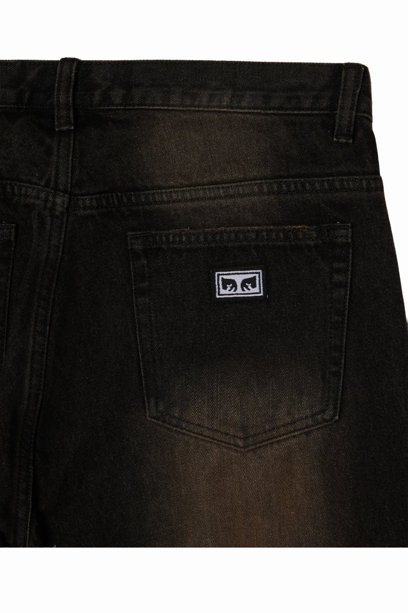 OBEY STUDDED BOXCAR PANT Black Rust Wash