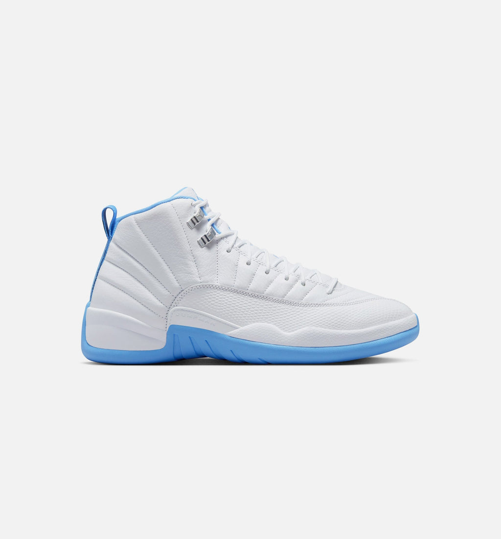 Air Jordan 12 Retro White and University Blue Men's Lifestyle Shoes - White/University Blue/Metallic Silver