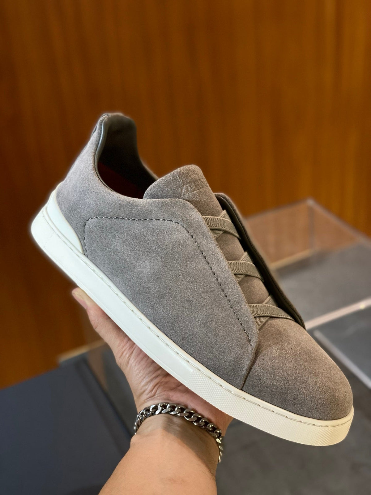 Zegna Triple Stitch Leather Sneakers