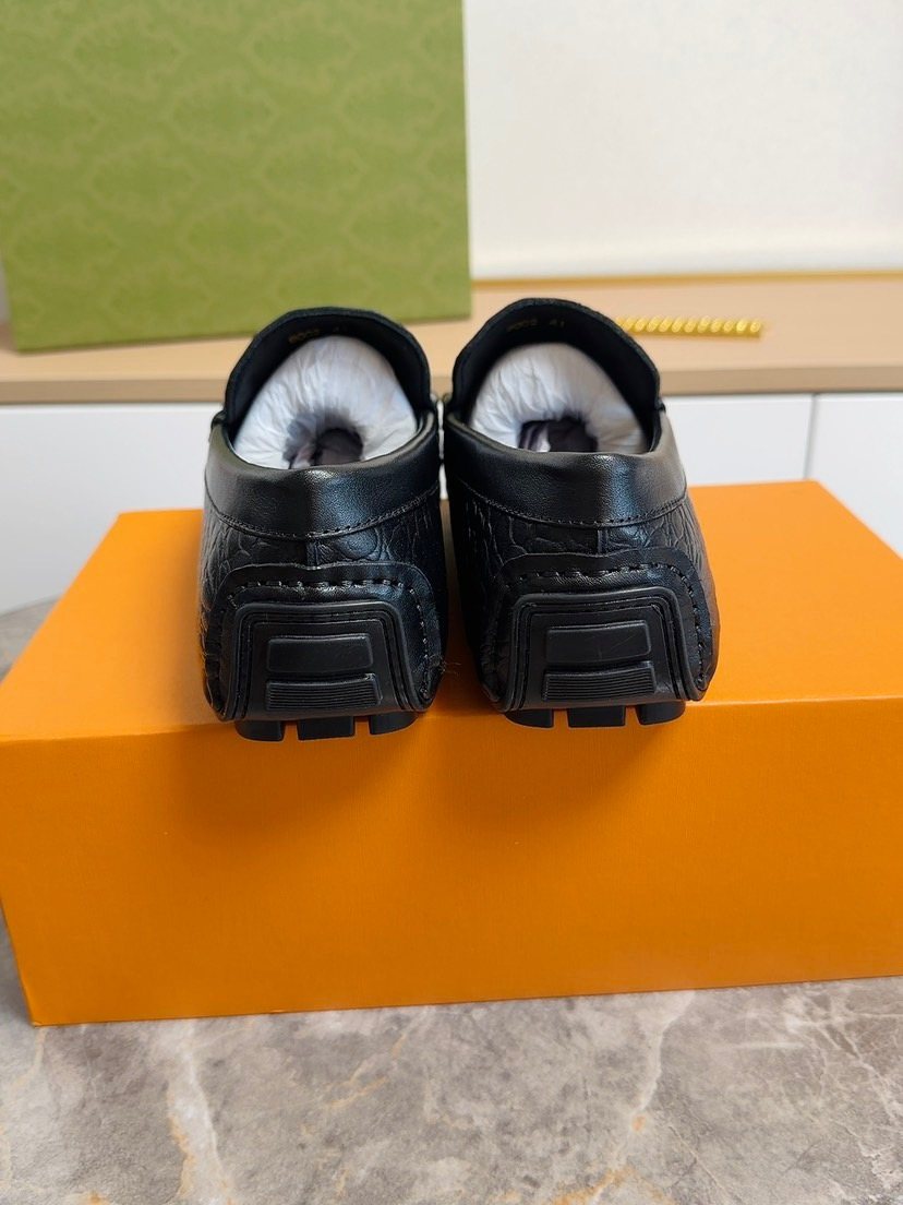 Fendi Men's Black Textured Moc-Toe Loafers
