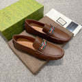 Gucci Brown Metal Hardware Loafers