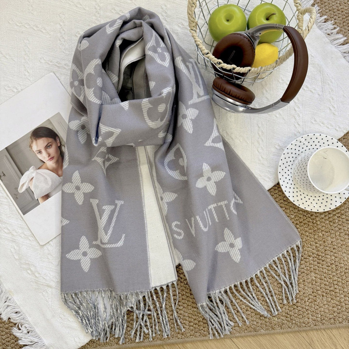 Louis Vuitton Reversible Fringed Scarf