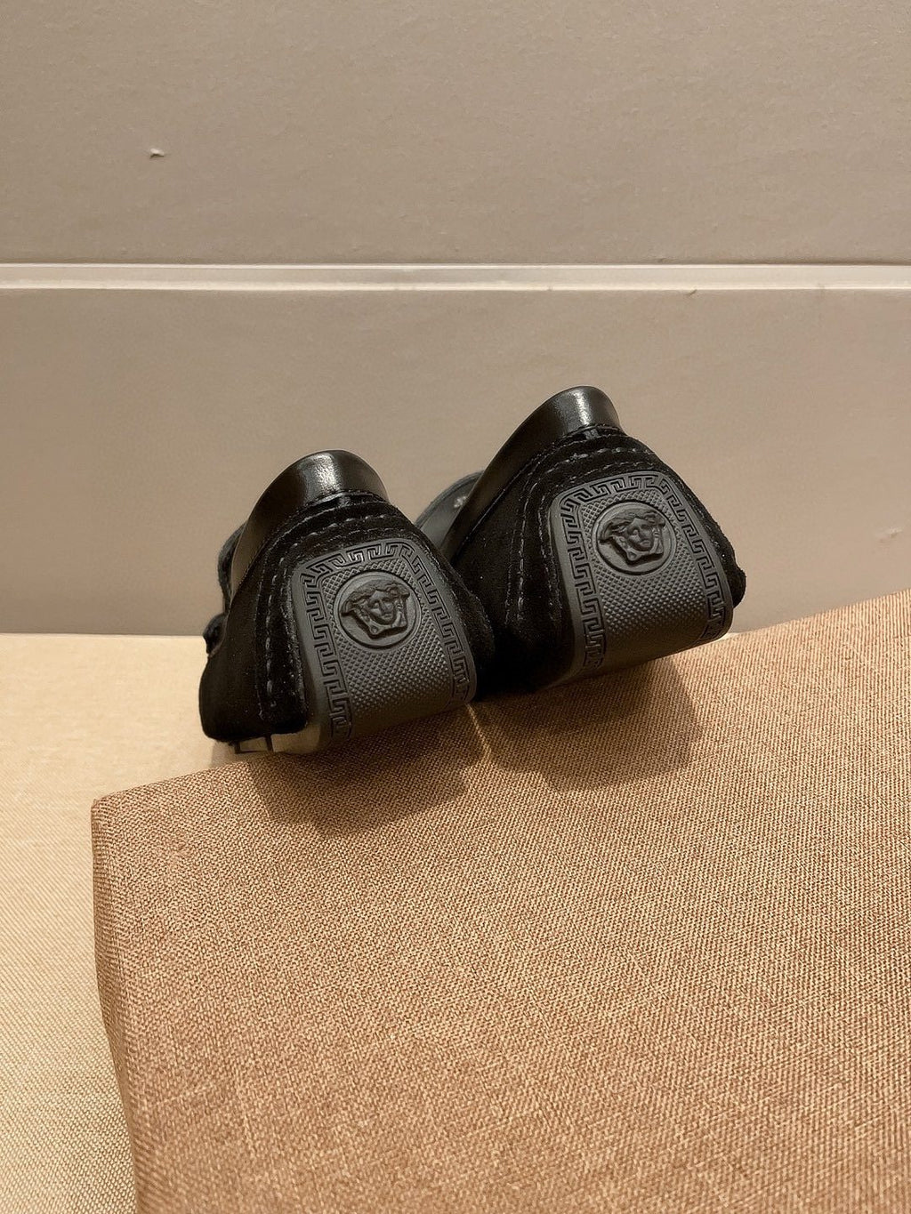 Versace Black Loafers with Silver-Tone Hardware