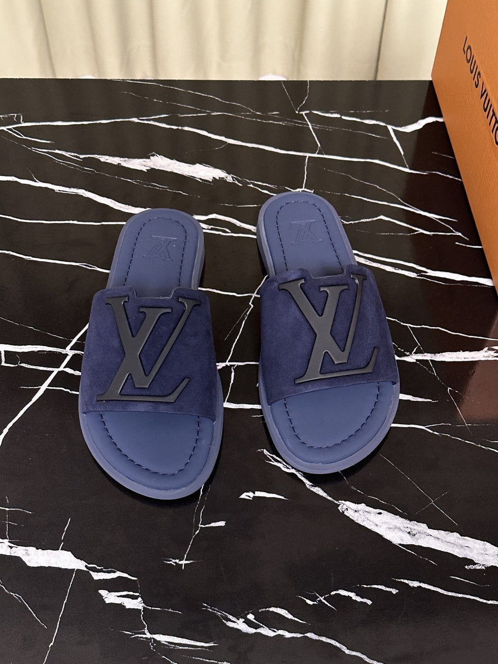 Louis Vuitton Logo Strap Slide Sandals