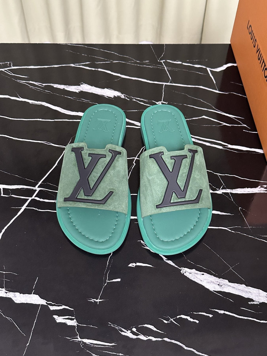 Louis Vuitton Logo Strap Slide Sandals