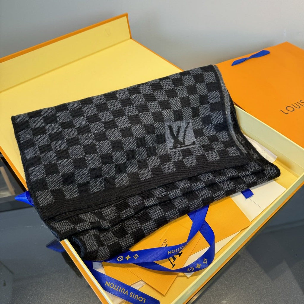 Louis Vuitton Black and Charcoal Checkerboard Scarf