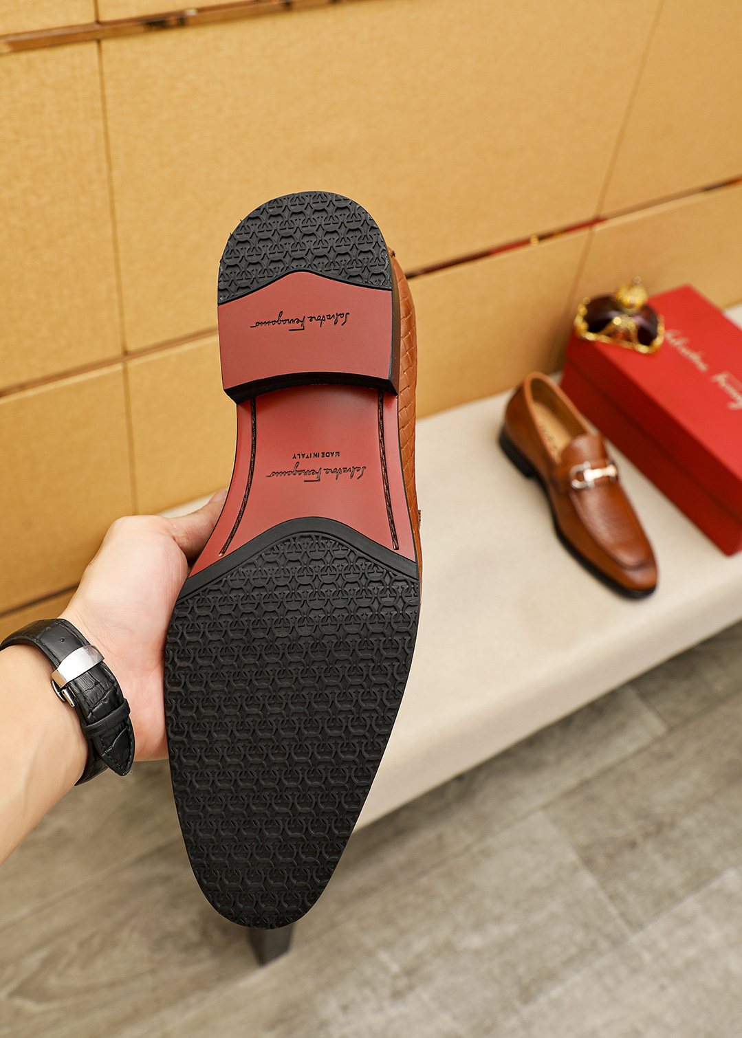 Salvatore Ferragamo Textured Buckle Loafers