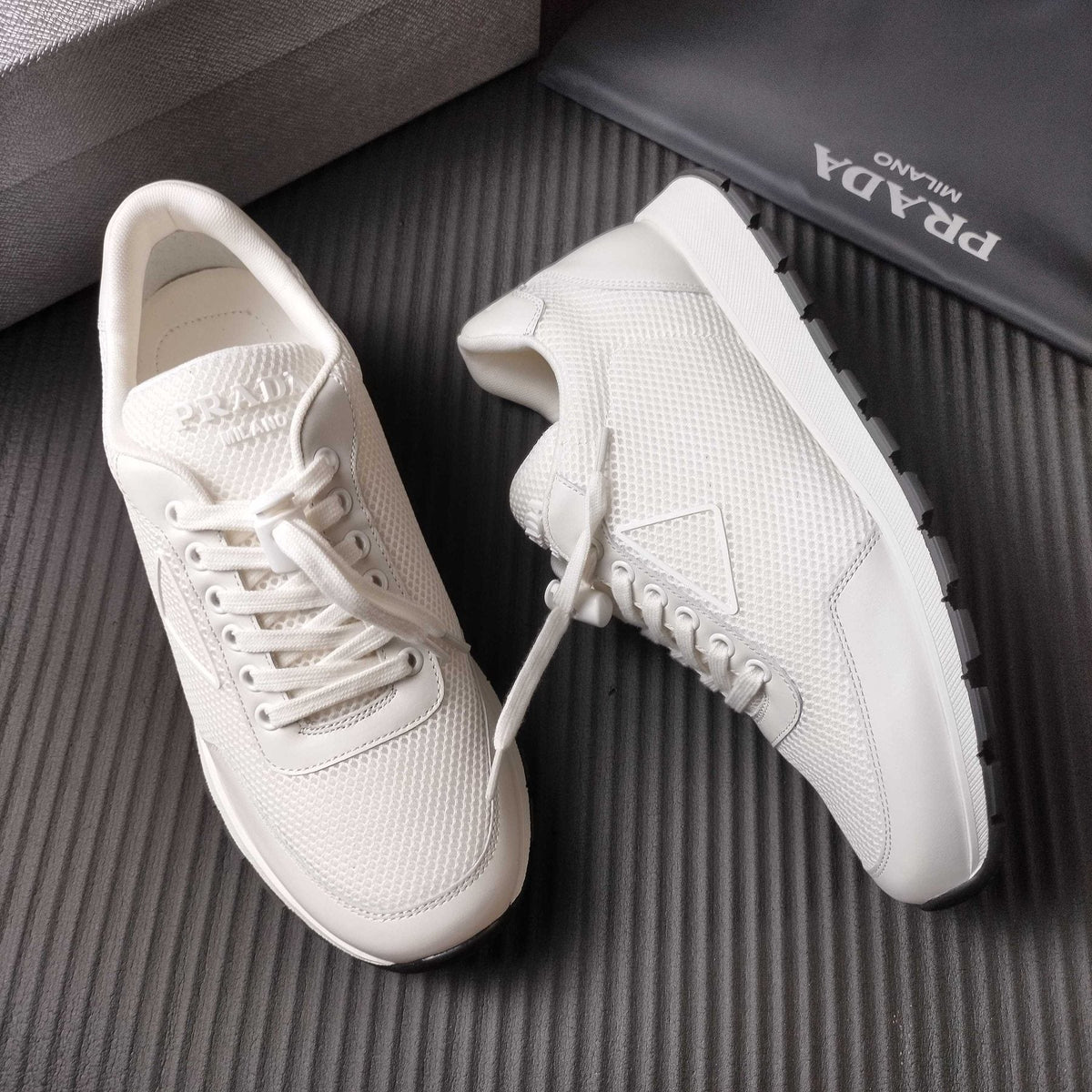 Prada Mesh Low-Top Sneakers - Tonal Rubber Sole