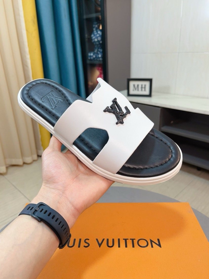 Louis Vuitton Embossed Men's Slide Sandals - Textured Outsole