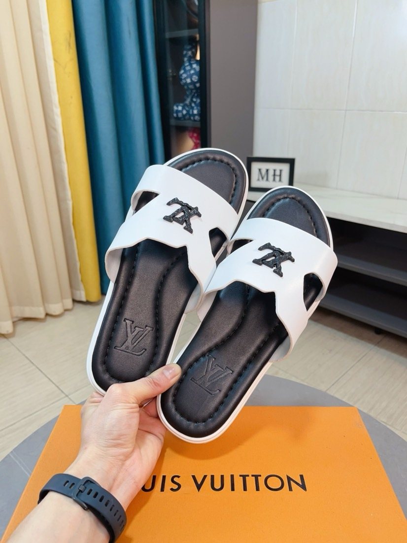 Louis Vuitton Embossed Men's Slide Sandals - Textured Outsole