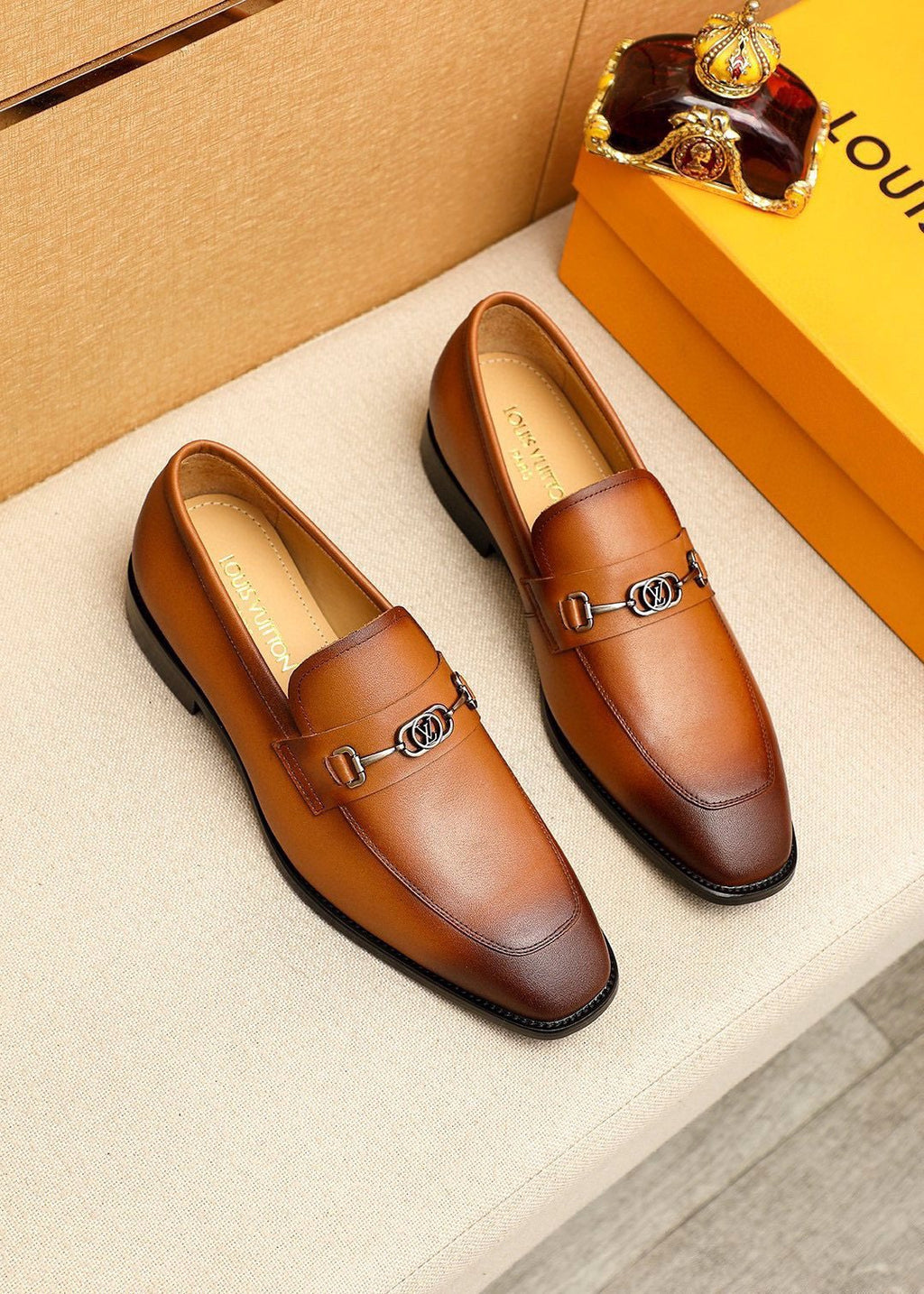 Louis Vuitton Metal-Bit Leather Loafers