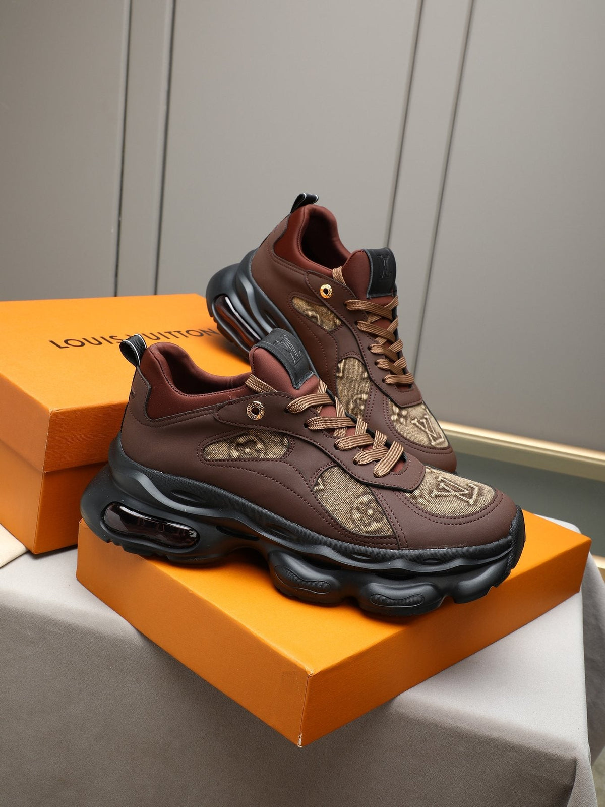 Louis Vuitton Patterned Panel Chunky Sneakers