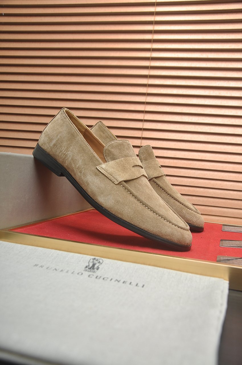 Brunello Cucinelli Men's Suede-Look Penny Loafers
