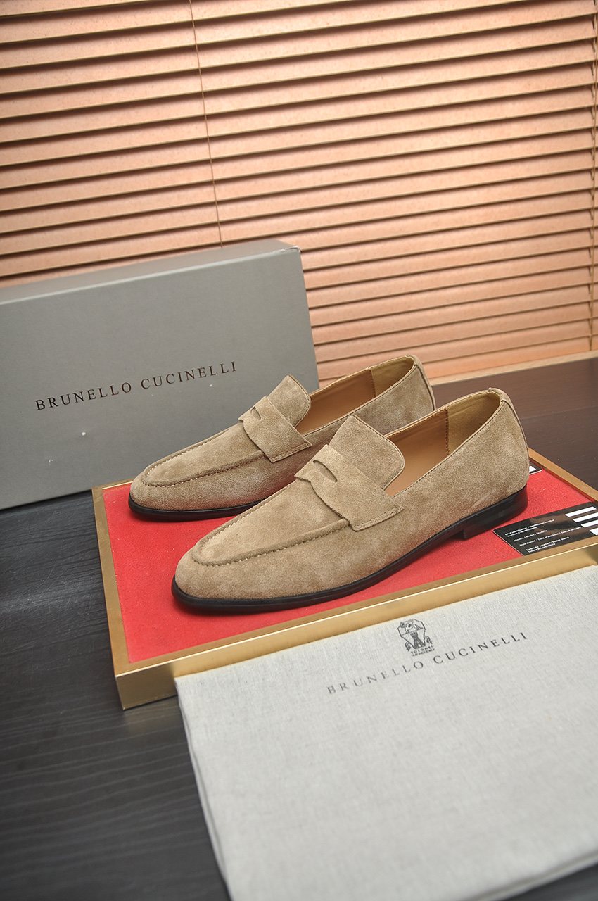 Brunello Cucinelli Men's Suede-Look Penny Loafers